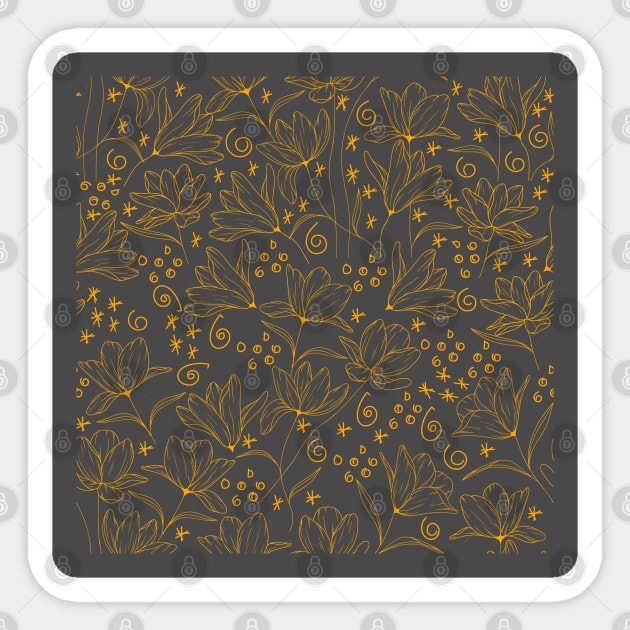 Orange Flower repeat pattern Sticker by MarjanShop